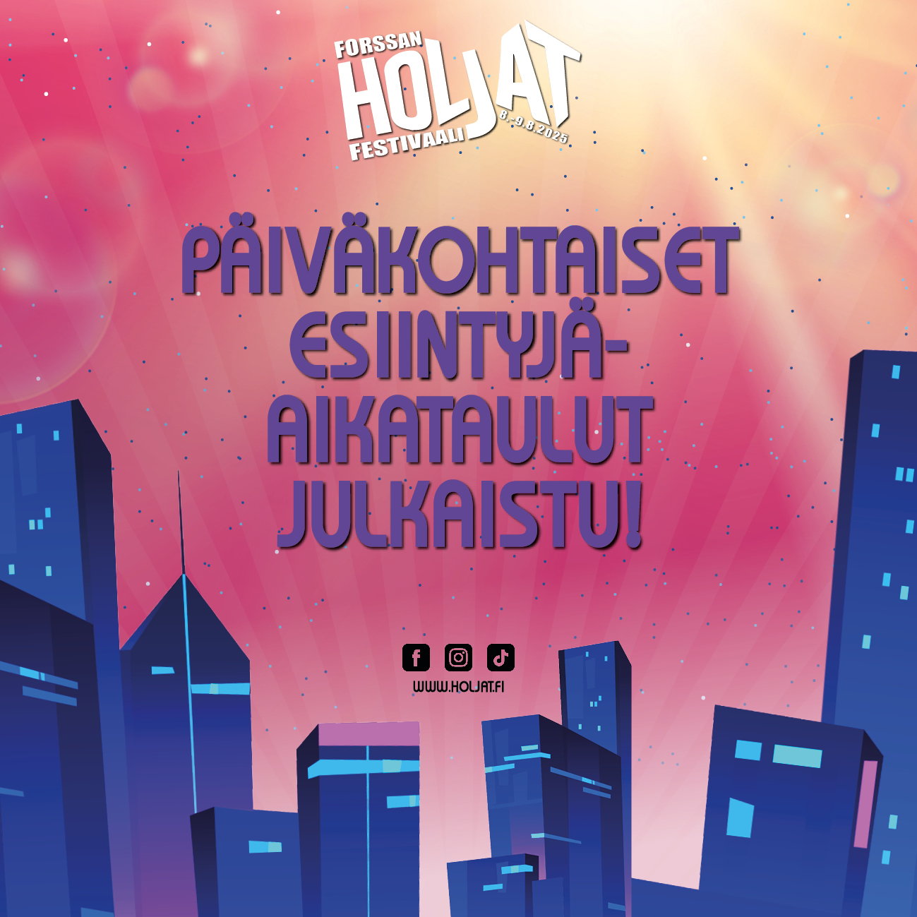 Päiväkohtaiset esiintyjäaikataulut on julkaistu!