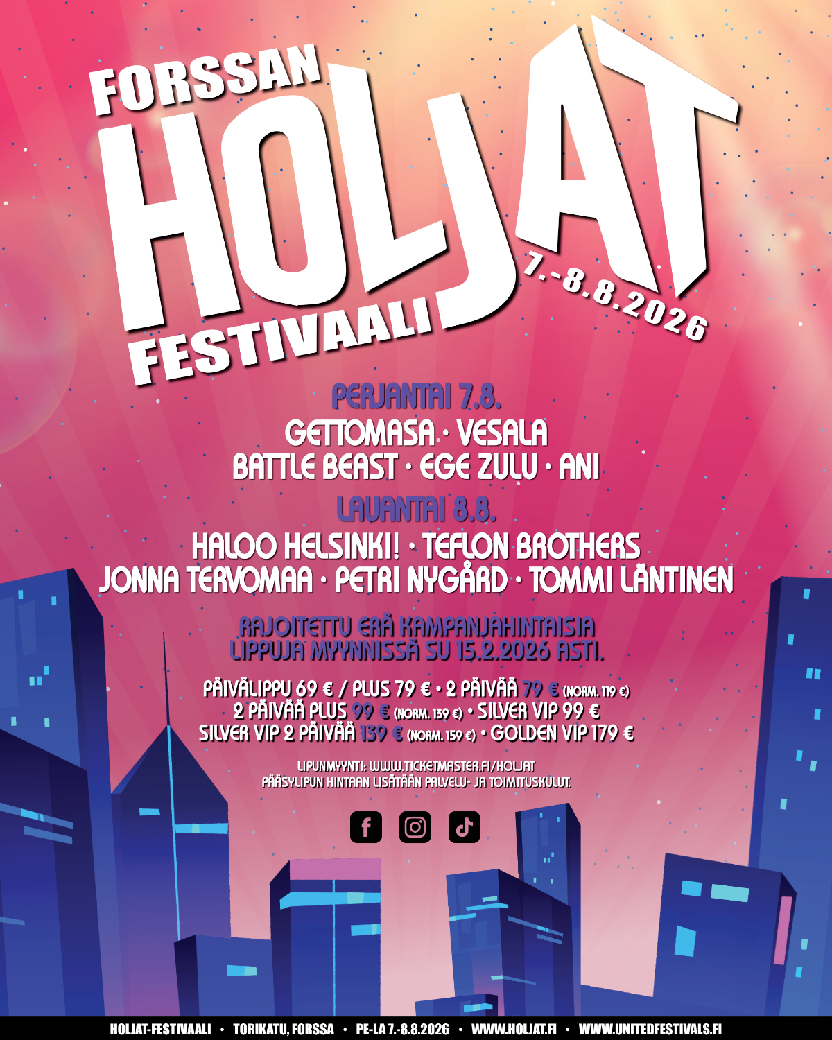 Perinteinen ja suosittu Forssan Holjat-festivaali juhlitaan elokuussa 2026!