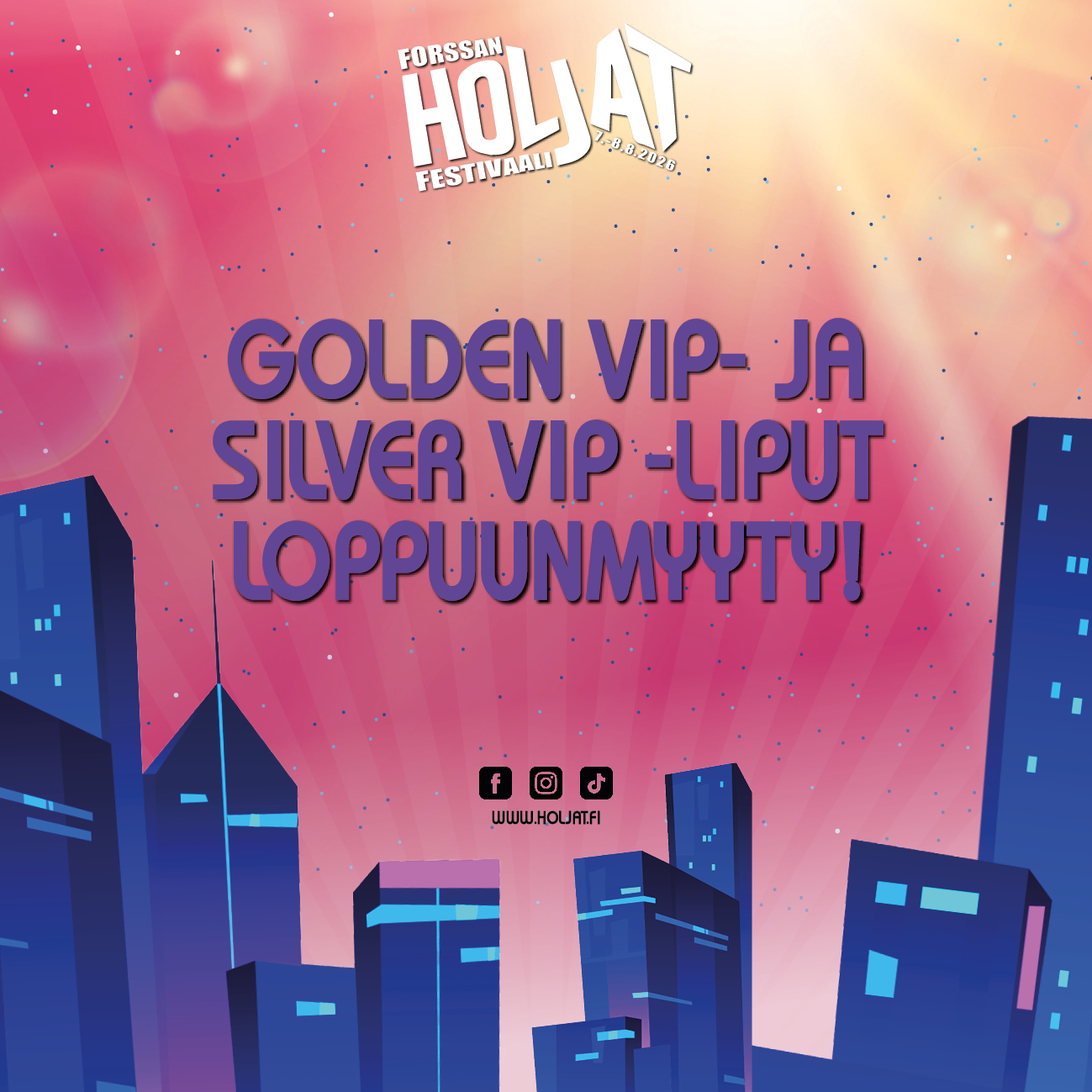 Kaikki Golden VIP- ja Silver VIP -liput loppuunmyyty!